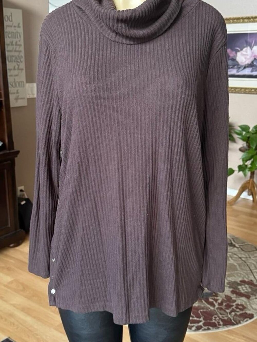 dark brown long sleeve cowl